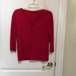 Dark pink sweater for spring with stripped design.